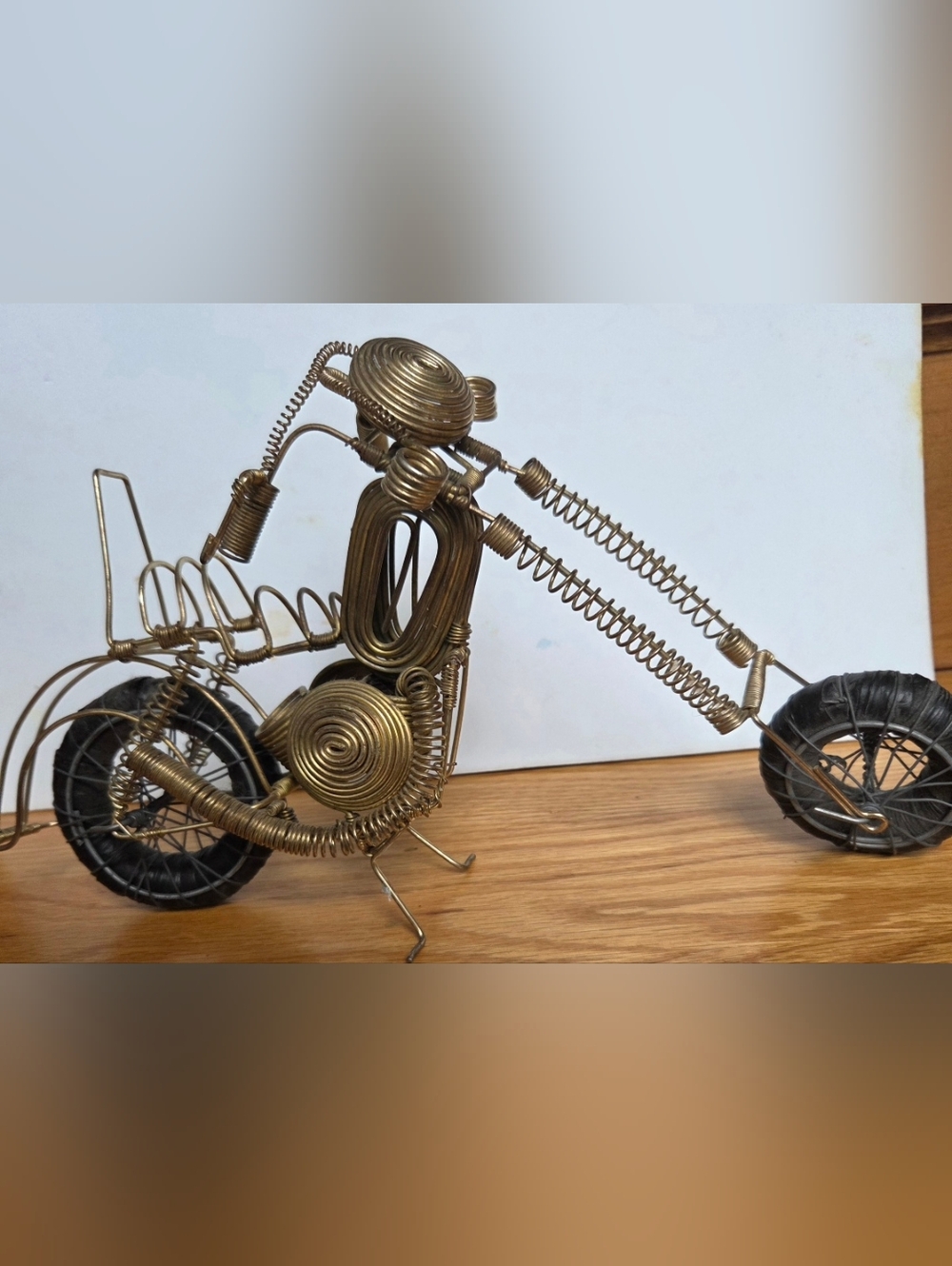 Handcrafted Vintage Brass Wire Motorcycle Sculpture
